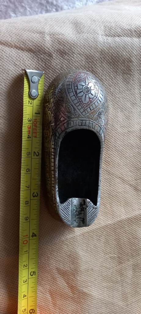 Vintage brass silver tone shoe ashtray