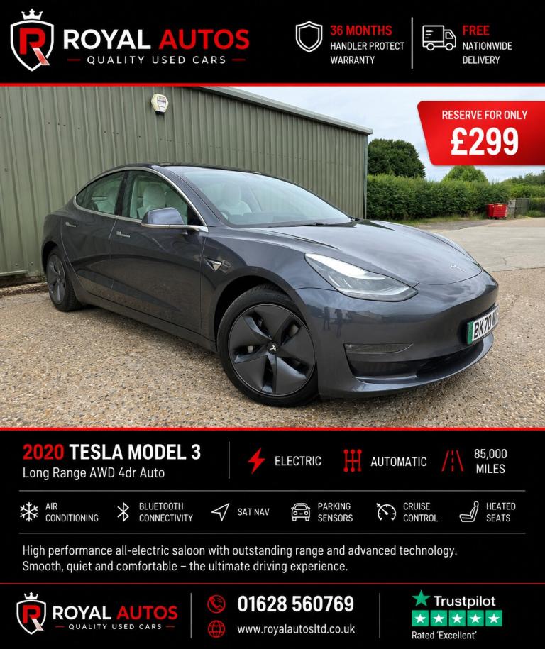 2020 Tesla Model 3 Long Range AWD 4dr Auto SALOON Electric Automatic
