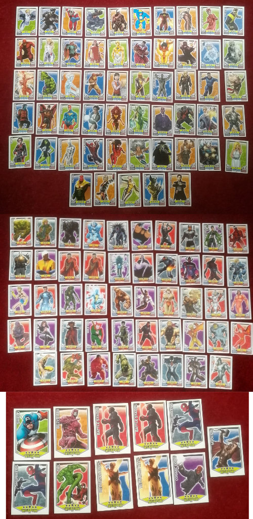 TOPPS Hero Attax Marvel Universe 114 Cards Hero Villain & Weapon 2011