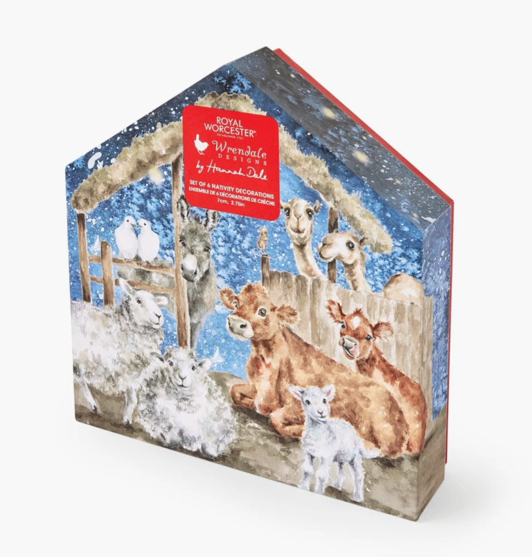 Royal Worcester Wrendale Set 6 Porcelain Nativity Christmas Tree Decorations. Brand NEW