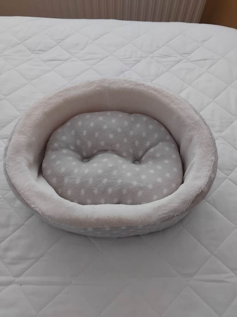 Soft Grey and White Polka Dot Pet Bed