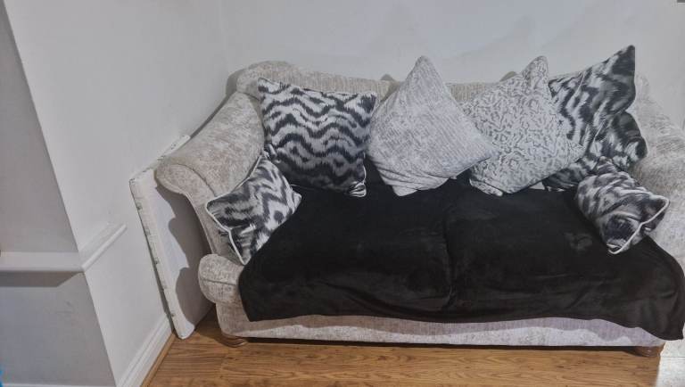 Crushed velvet grey sofa