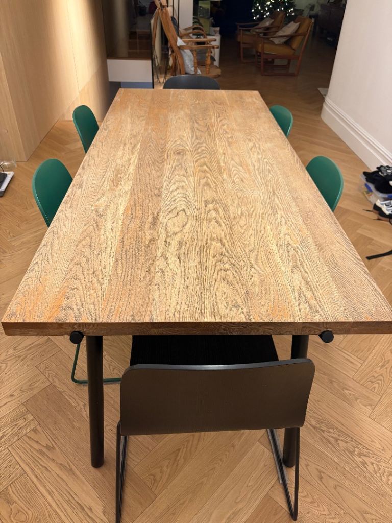 Heals American Oak Dining table and chairs 