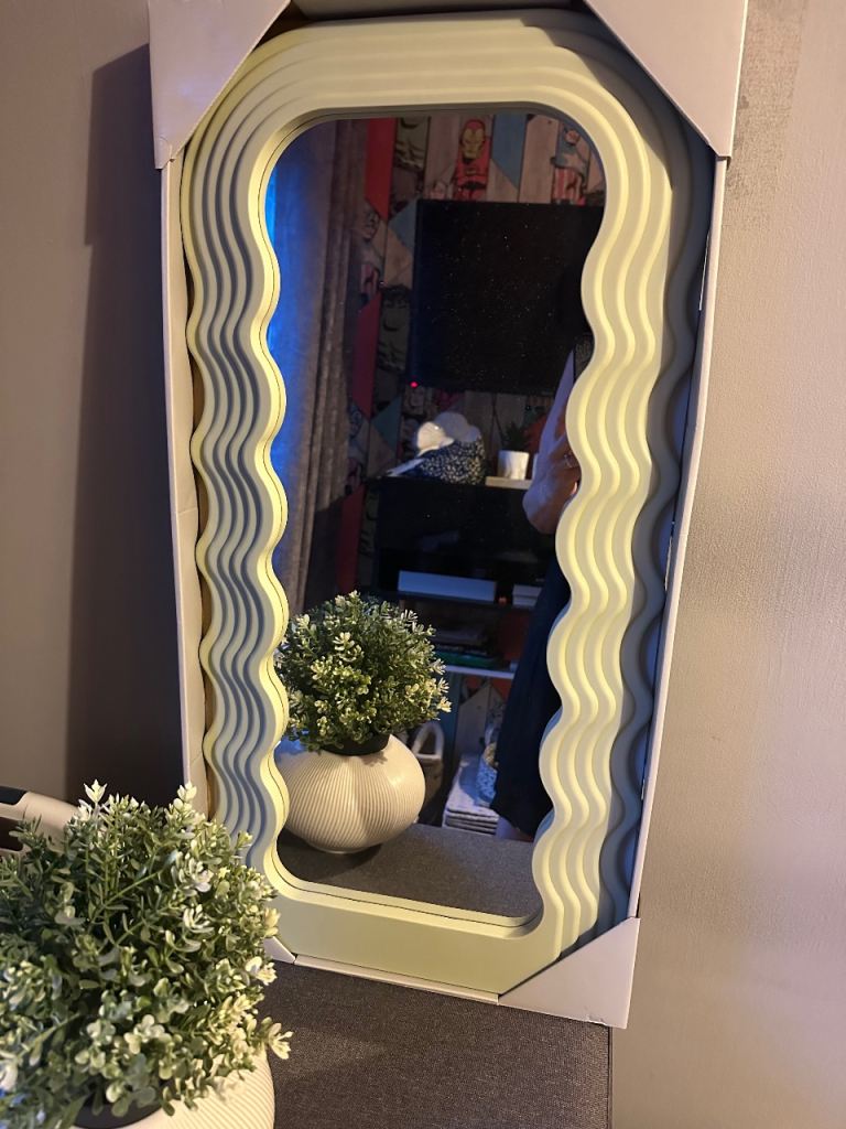 SOLD Wavy Edge Mirror – Light Green NEW