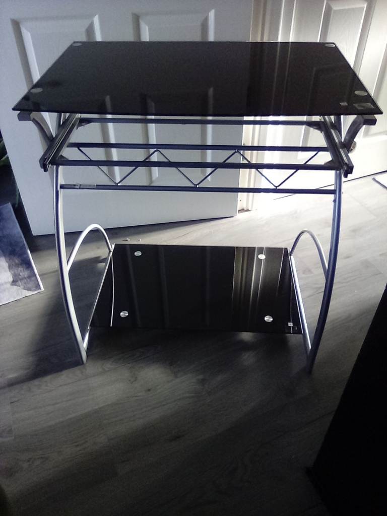Used compact Black Glass Desk 