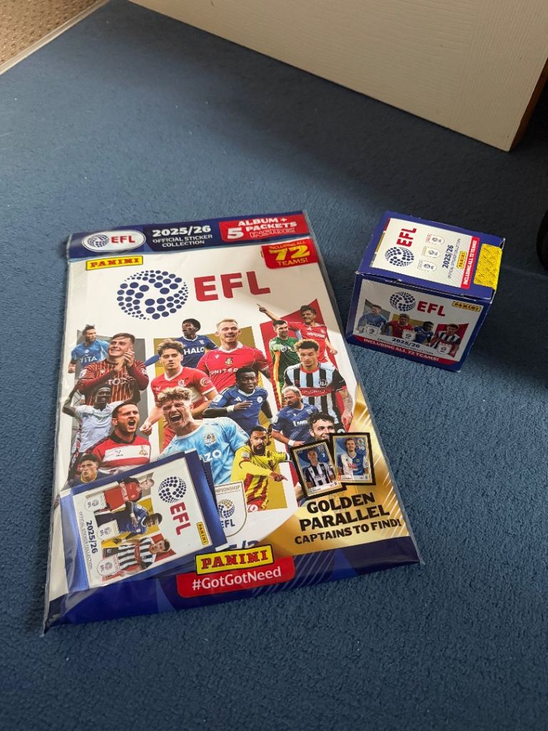 EFL sticker book and a full box of stickers (36 packs)