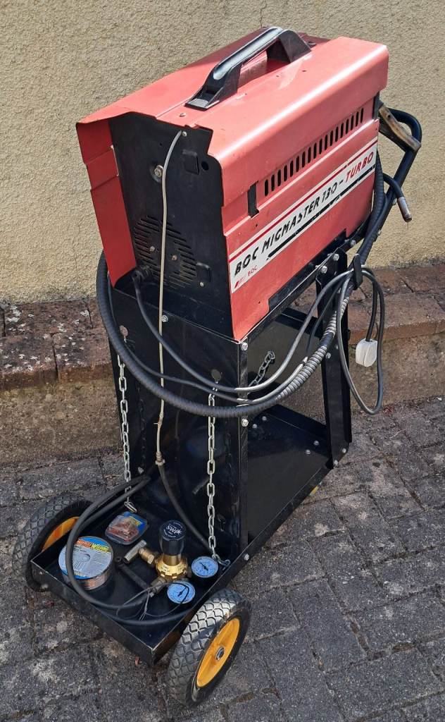 BOC MIGMASTER 130 Turbo MIG welder with trolley and accessories