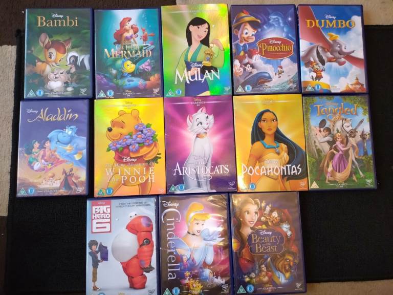13 x Disney Classic DVD - Bambi Mulan Cinderella Pocahontas Aladdin Big Hero 6 - Job Lot