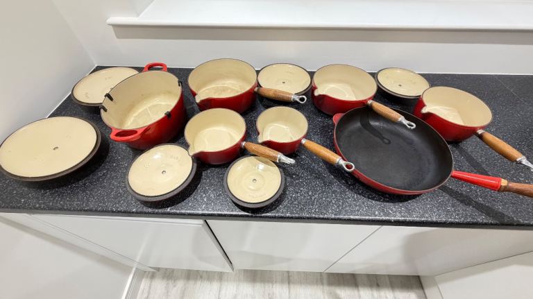 image for Le Creuset Cast Iron Cookware Set – Various Sizes – Well Used