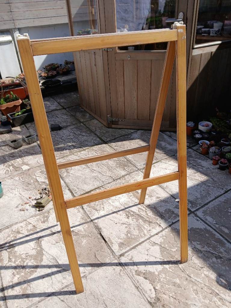 Wooden easel frame for art etc