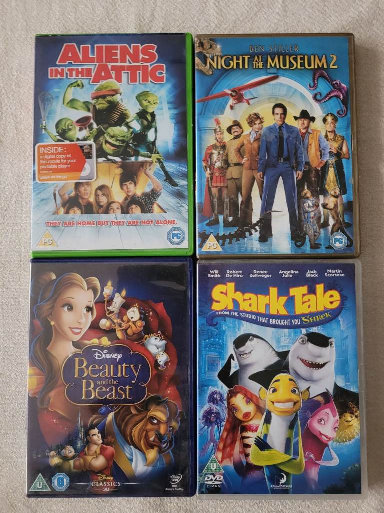 4 Kids DVD'S, Shark Tale, Disney Beauty & the Beast + Others, Job Lot Bundle