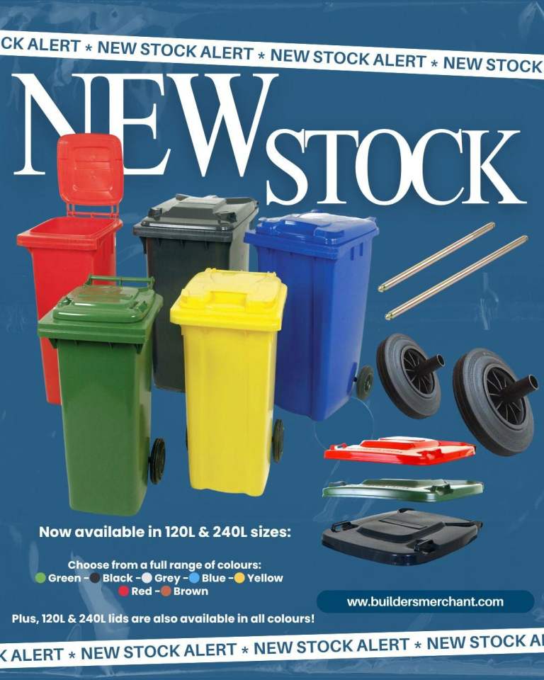 Wheelie Bin 120L 240L 360L - Standard Household Council Bin - Grey Green Black Brown Blue Red Yellow