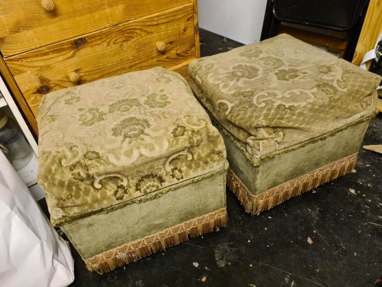 for upcycling Pair of wheeled pouffe/Footstools/Ottomans 