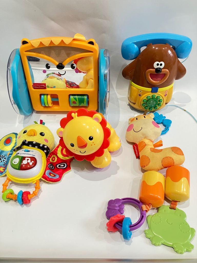 5 Pcs Fisher Price Play & Crawl Hedgehog Mirror | Rattle Musical Kids Toys Bundle