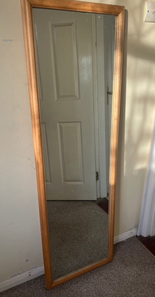 Full Length Mirror with Wooden Frame – Good Condition