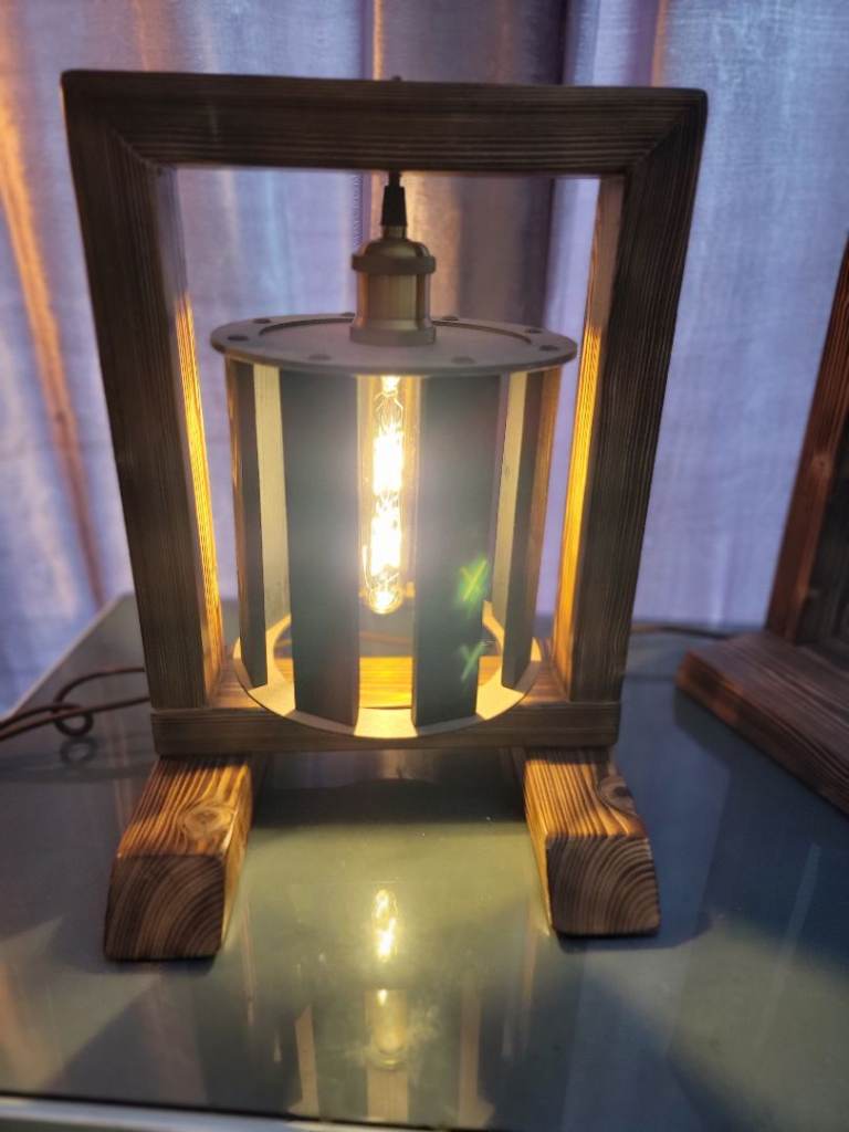 Handmade Wooden Lamp.Edison Bulb