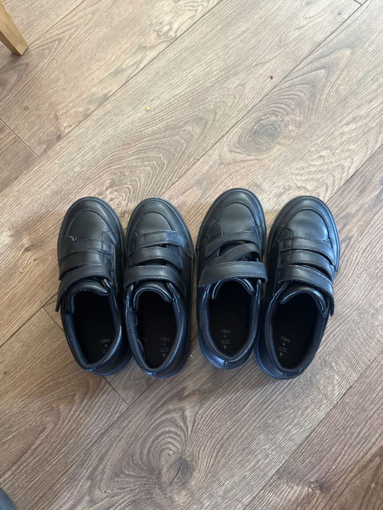 Black Kids' School Shoes - Two Pairs, Good Condition