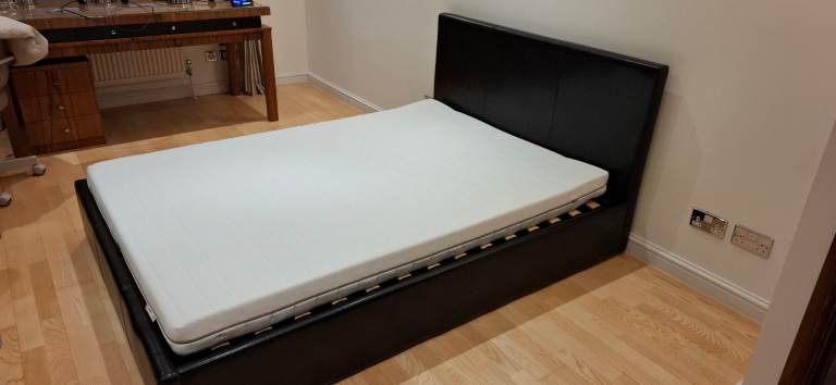 Black Faux Leather Ottoman Bed Frame - Double, Great Condition, £50.00 ...