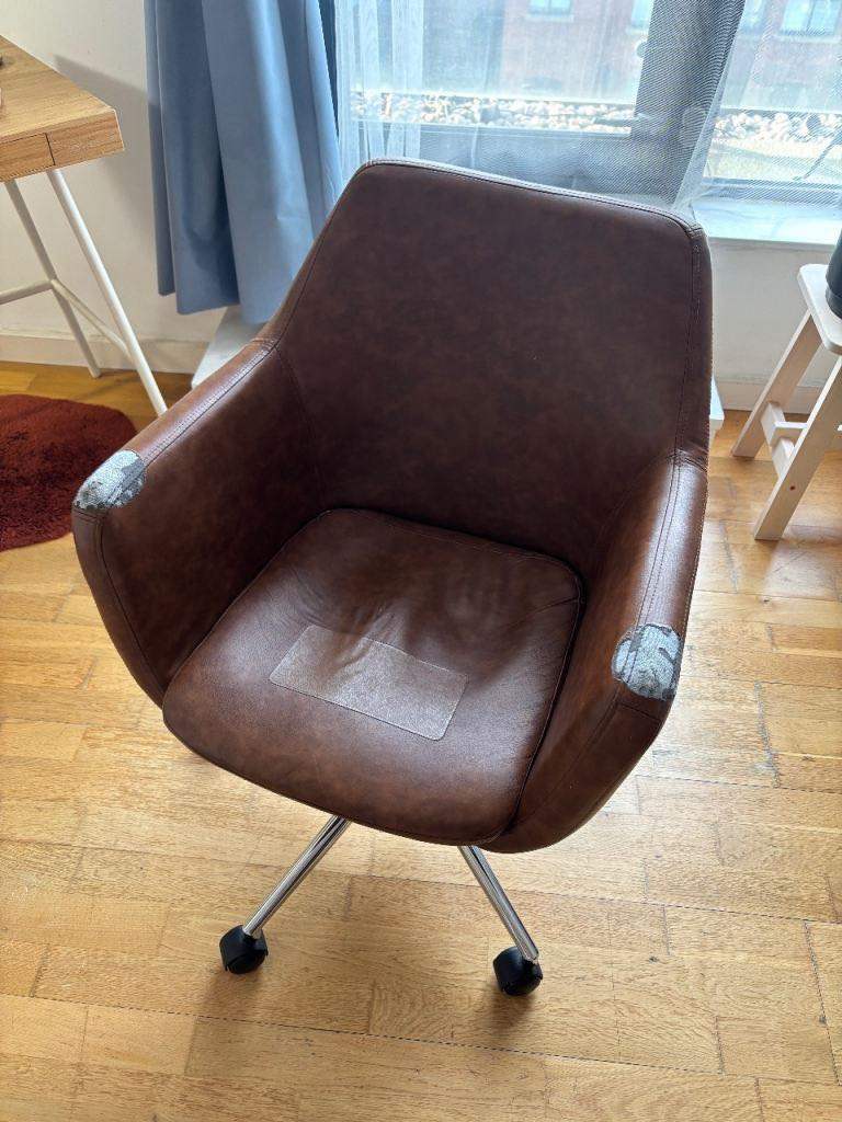 image for John Lewis Reid Faux Leather Office Chair, Tan