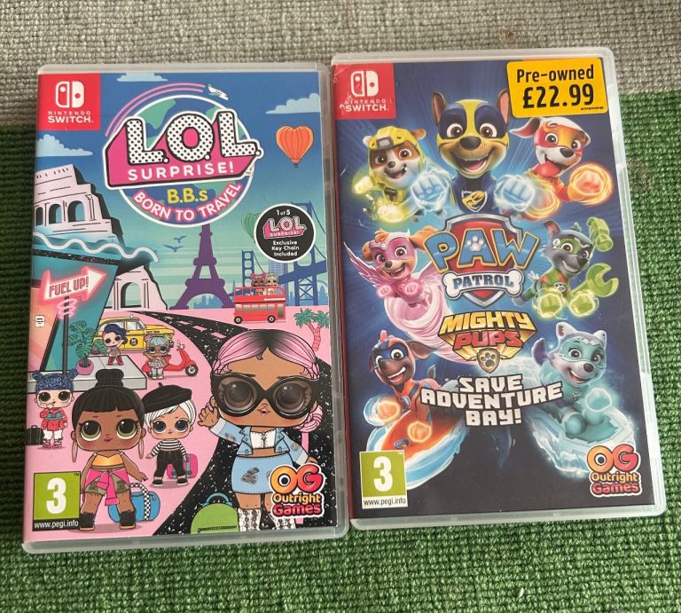 Nintendo switch games - paw patrol & LOL surprise 