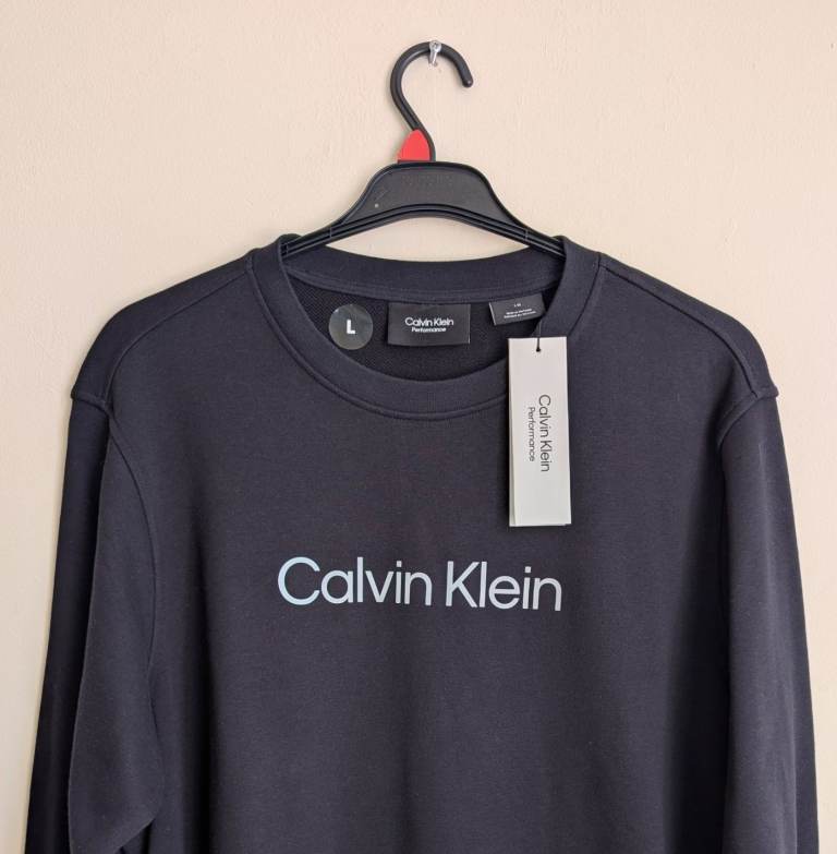 🔥Calvin Klein performance hero logo comfort sweatshirt in black mens jumper size L new with tags