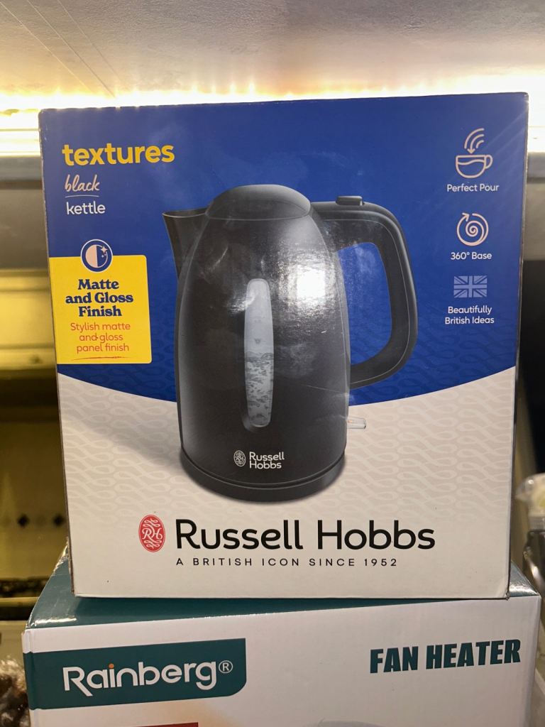 Russell Hobbs instant boil 1.7 litre black kettle brand new in box rrp over £23