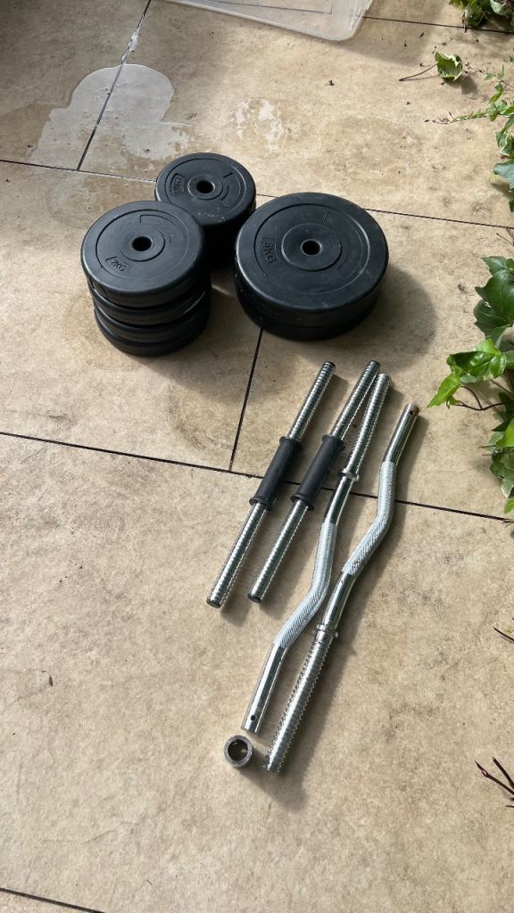 25kg Weights with dumbell and barbell bar