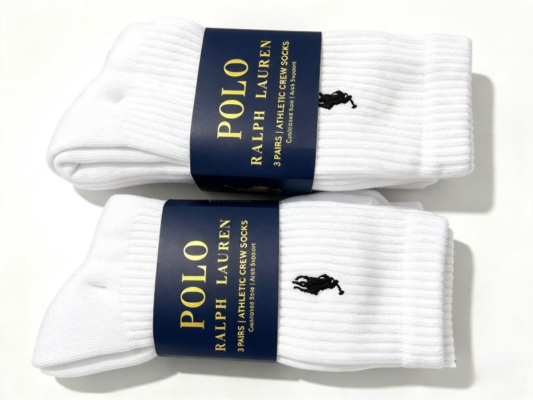 Polo Ralph Lauren White Athletic Crew Socks - 2 x 3 Pairs