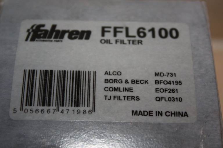 Oil Filter Fahren FFL6100, Borg & Beck BFO 4195, ALCO MD-731 ***New in Box***