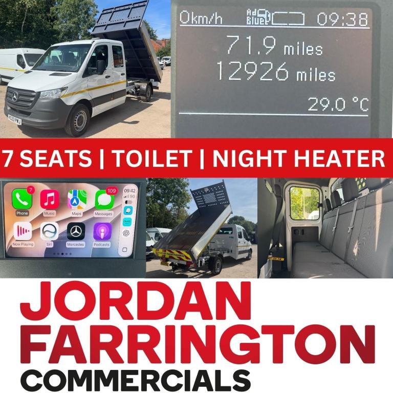 2023 MERCEDES BENZ SPRINTER 314 RWD ALLOY BODY DOUBLECAB TIPPER*MEGA LOW MILEAGE