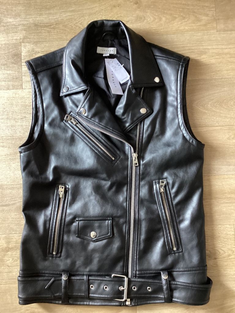 Ladies Top Shop Faux Leather Waistcoat 