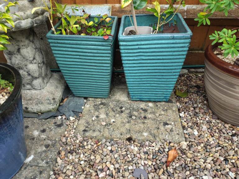 Pair of Green Ceramic Garden Planters LOCAL DELIVERY AVAILABLE  