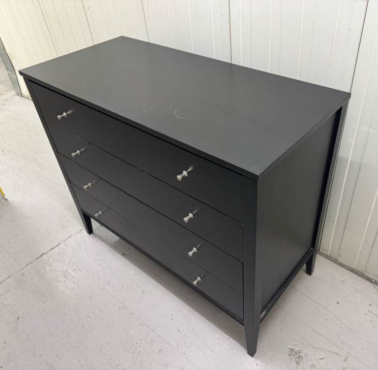 Black 4-Drawer Wide Chest of Drawers - 105.5cm