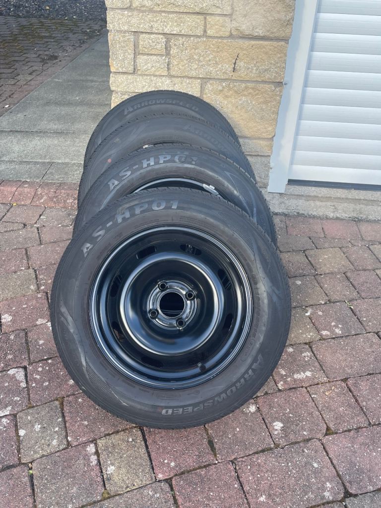 4 new steel wheels and tyres. Peugeot/ Citroen  