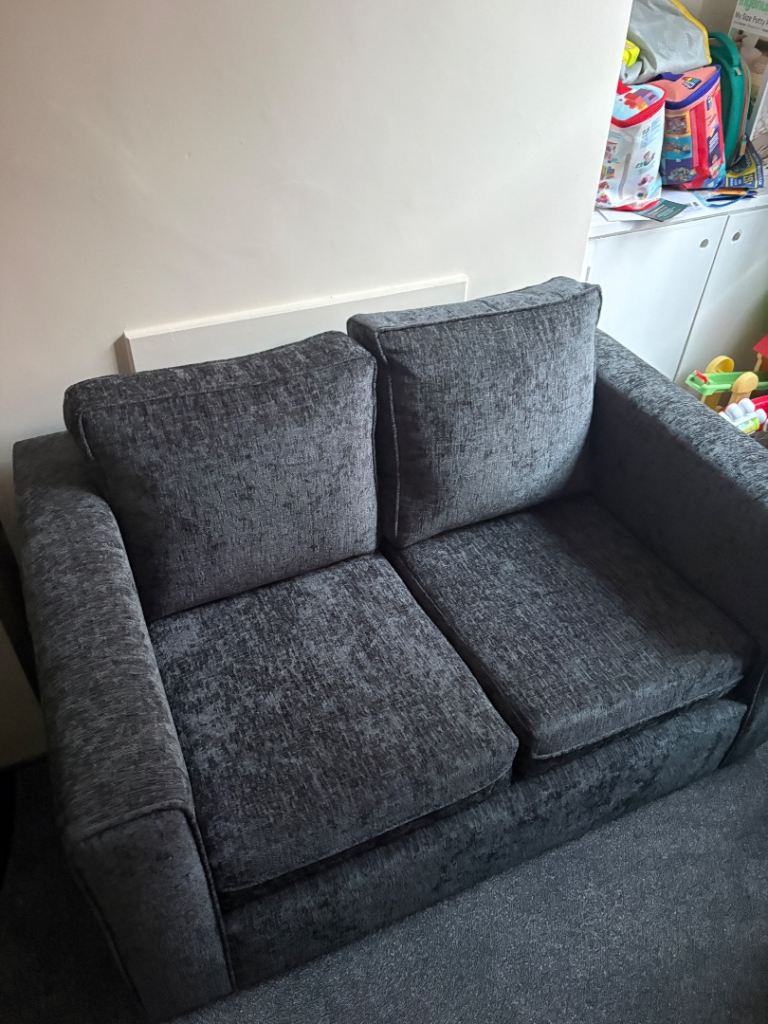 Grey Fabric Two-Seater Sofa 