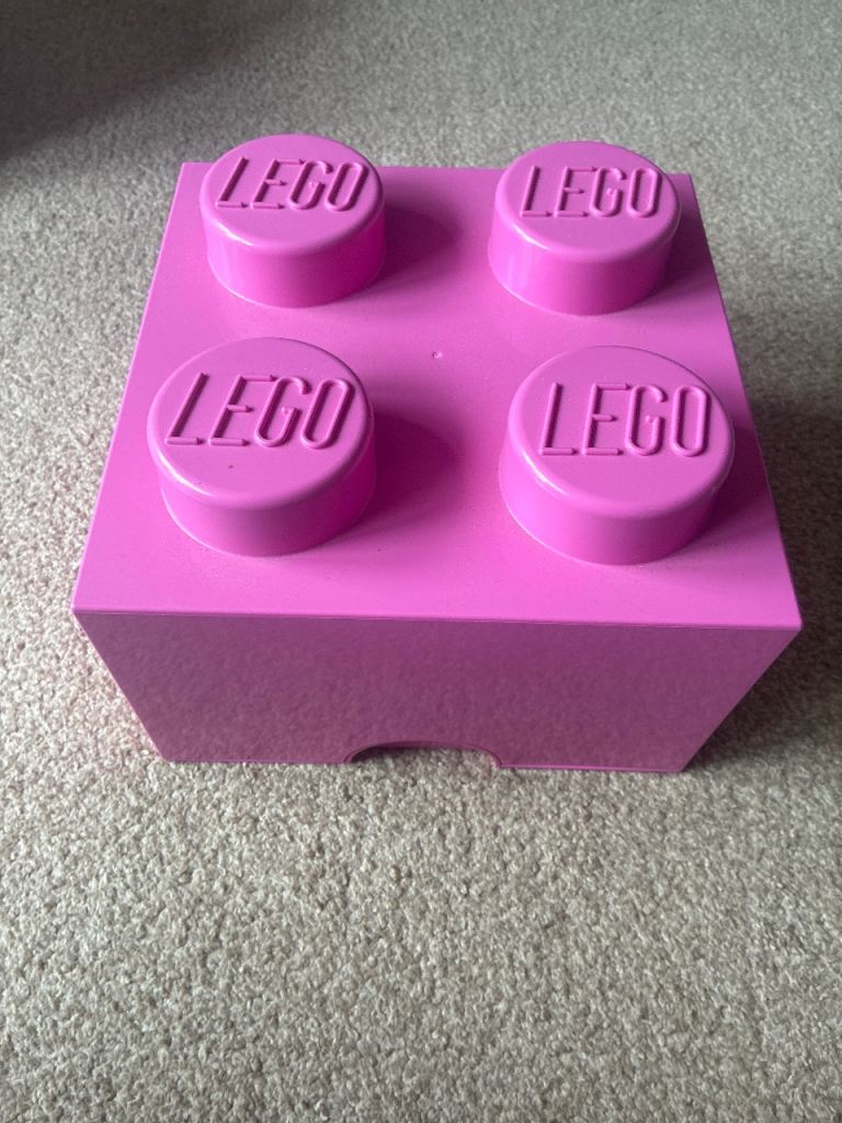 Pink Lego storage brick
