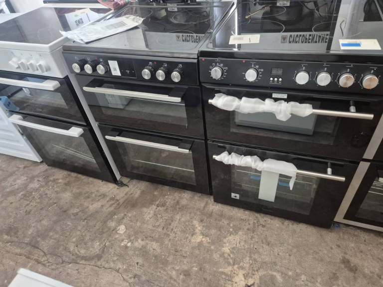 New Black Freestanding Double Oven Cooker