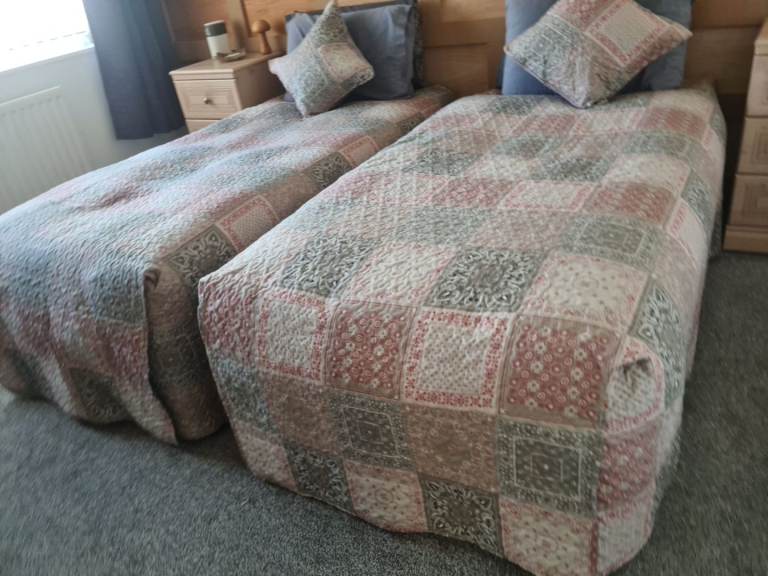 Pair of Patchwork single Quilted Bedspreads – Multicoloured, Good Condition