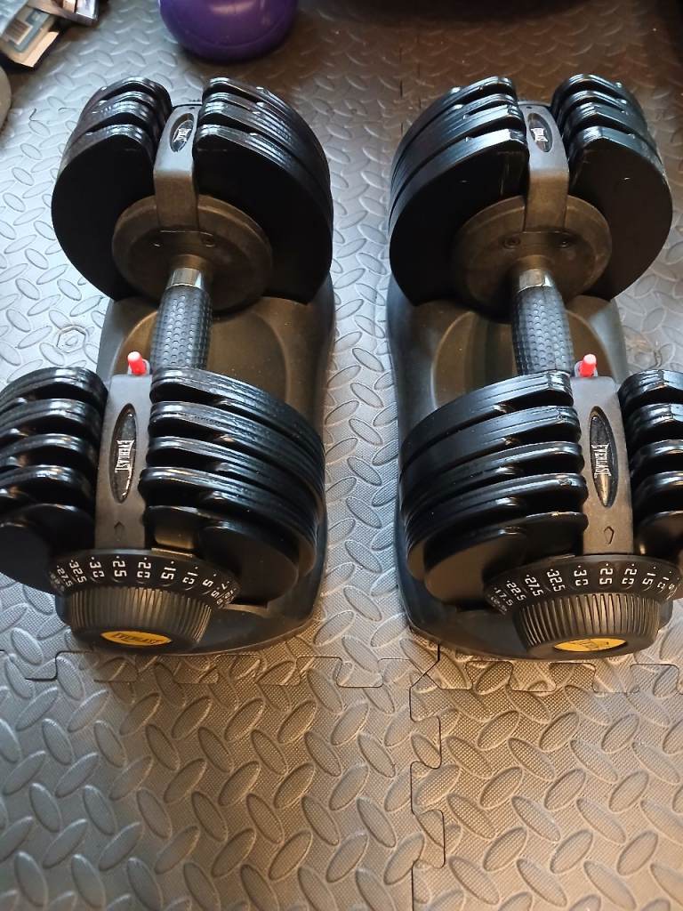 Pair of 32.5kg adjustable dumbbells as new