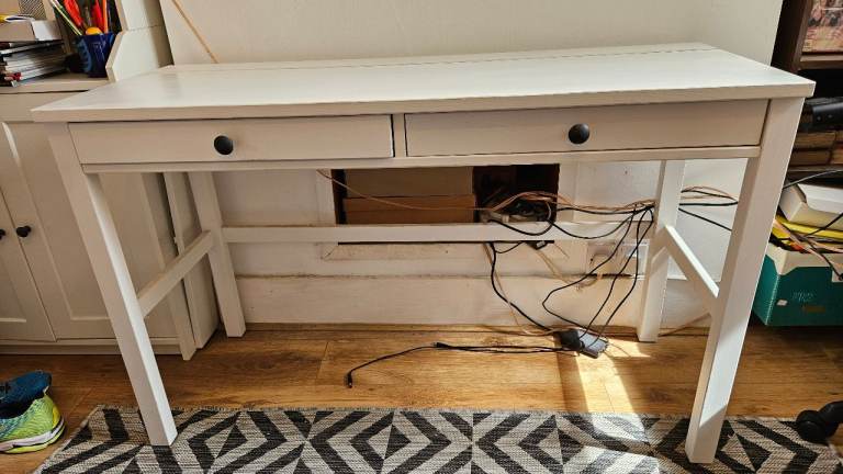 White IKEA HEMNES office desk 