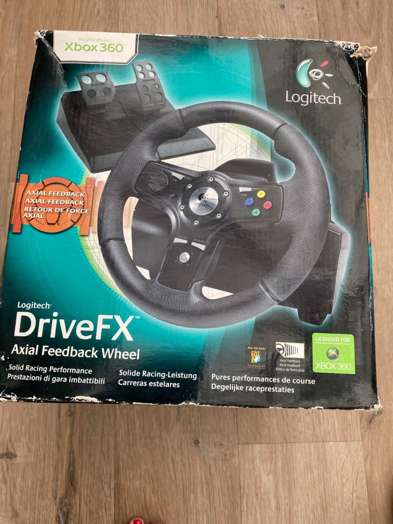 Logitech Drive FX axial feedback steering wheel with pedals for XBox 360