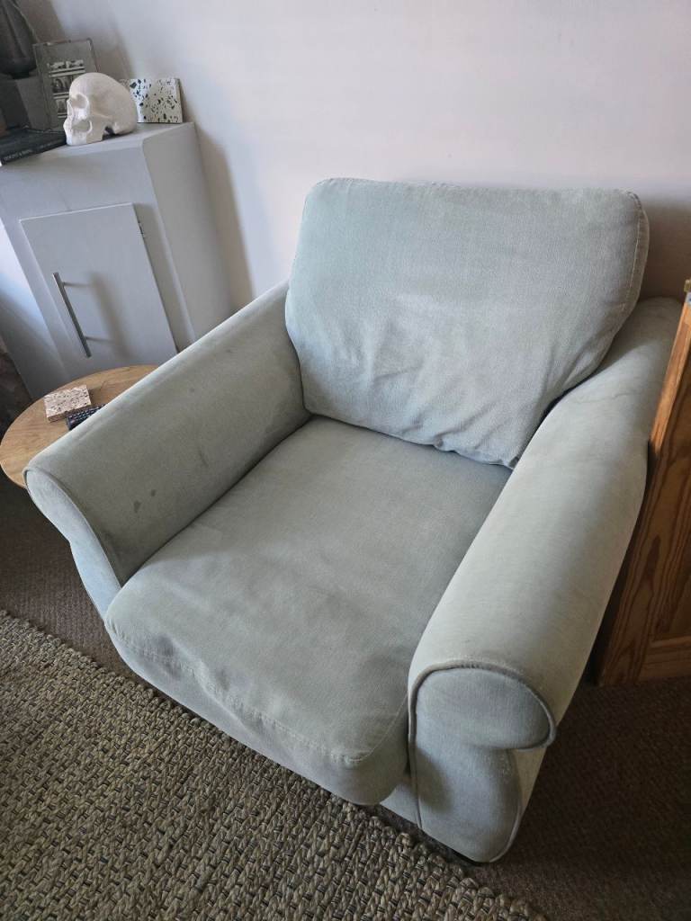 Good Condition Grey Fabric Armchair