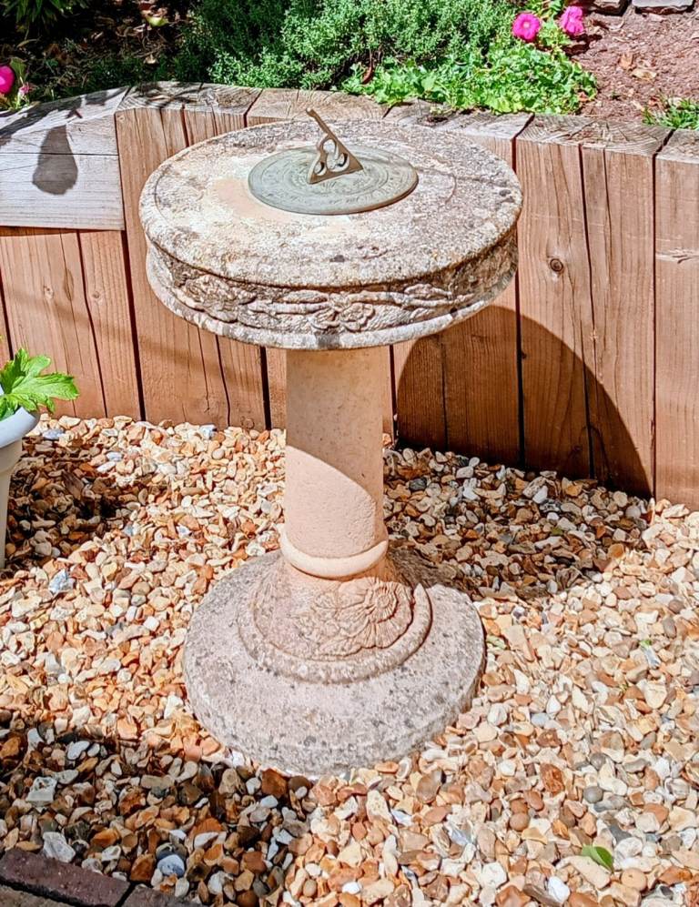 Garden Stone Sundial – Weathered, Good Condition