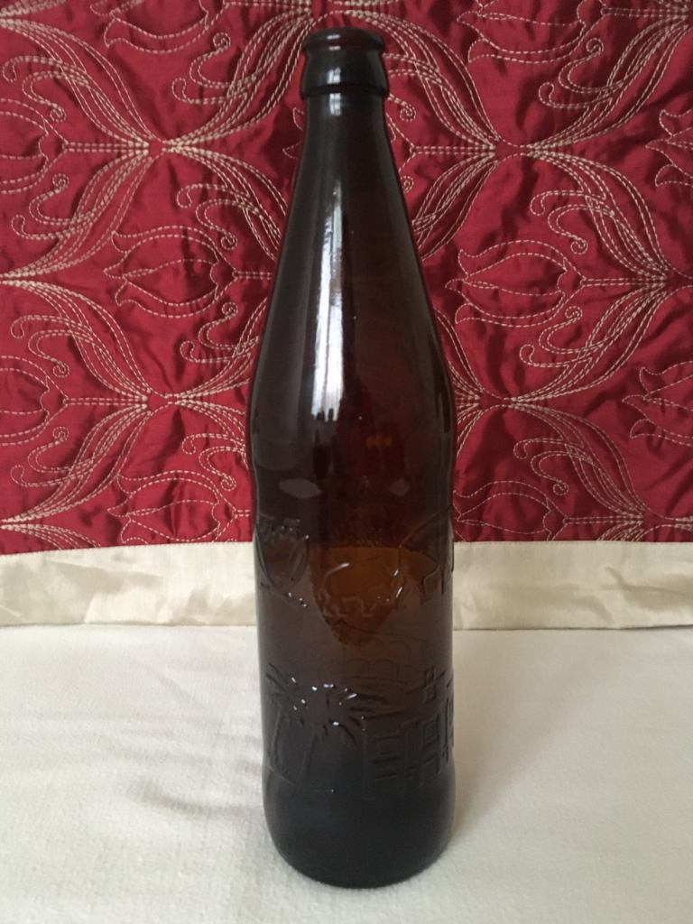 Rare FNG Indian Design Brown Glass Bottle Elephants Snake Charmer 