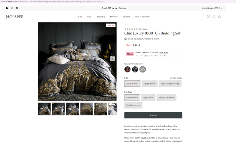 Luxury 1000TC Egyptian cotton bedding set