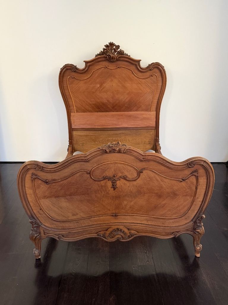 Louis XVI bed frame with base and mattress