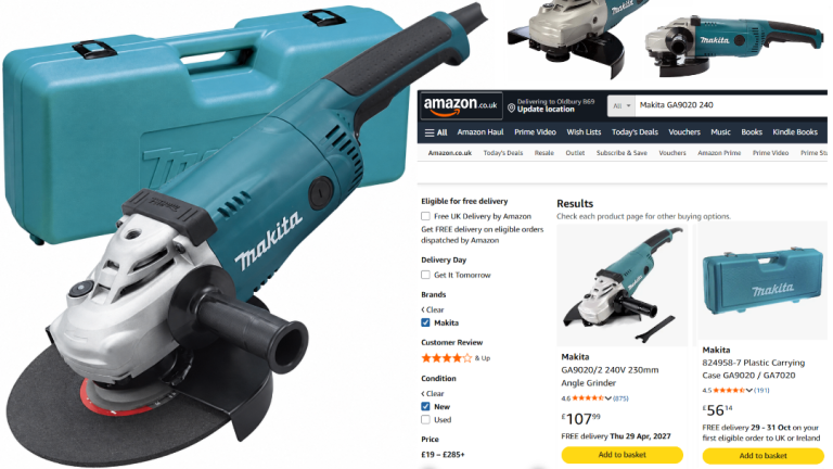 Makita GA9020 230mm 9" Angle Grinder 240v UK Mains (Optional: Case / Blades)