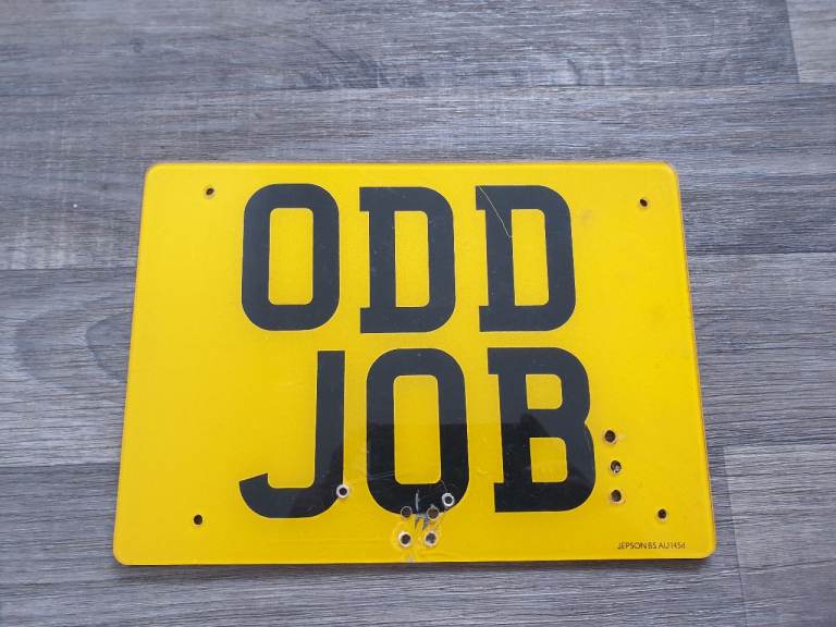 Odd job number plate for man cave / shed etc.