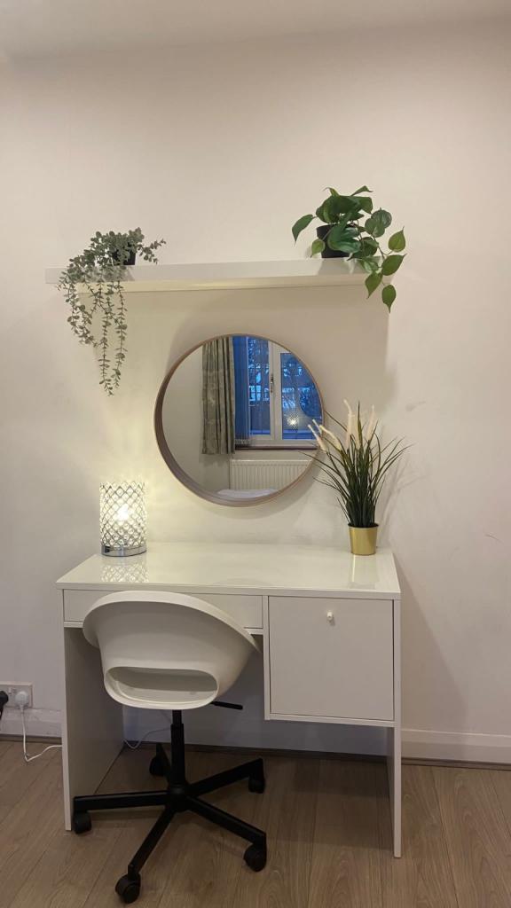 White Desk with Drawer and Swivel Chair - Good Condition