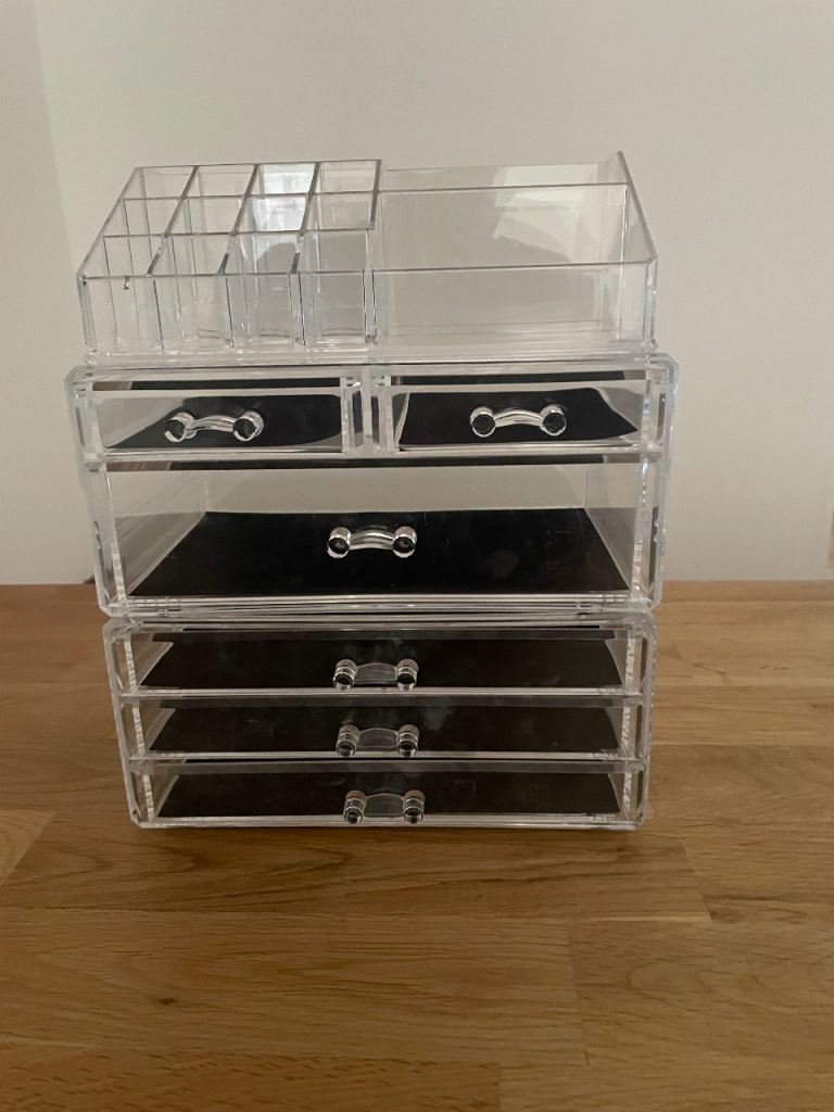 Clear Acrylic Makeup Organiser Storage Drawers – Good Condition